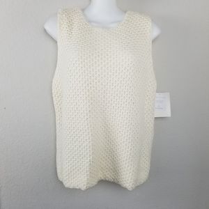 Liz Claiborne weaved off white knit sleeveless top size large